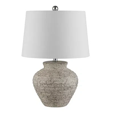 Kirkland's Distressed Gray Ceramic Jug Ledger Table Lamp In White