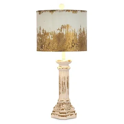 Kirkland's Distressed Ivory & Gold Column Table Lamp In Multi
