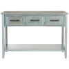 Kirkland's Distressed Light Blue 3-drawer Console Table In Blue