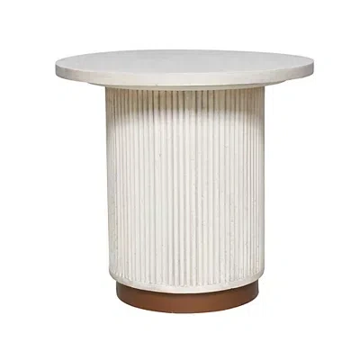Kirkland's Distressed Round Fluted Accent Table In White