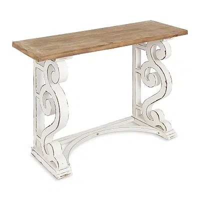 Kirkland's Distressed White And Brown Wood Console Table