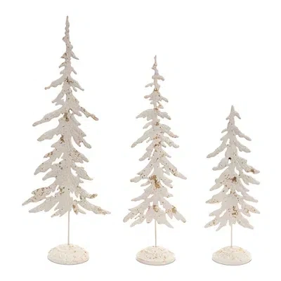 Kirkland's Distressed White Metal Pine Trees In Neutral