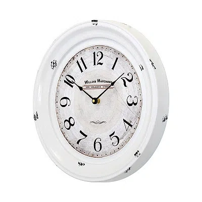 Kirkland's Distressed White Two Grooves Iron Frame Wall Clock