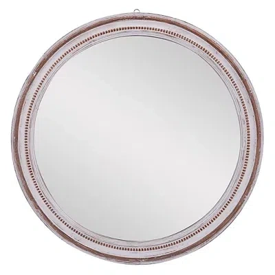 Kirkland's Distressed White Wood Round Frame Wall Mirror