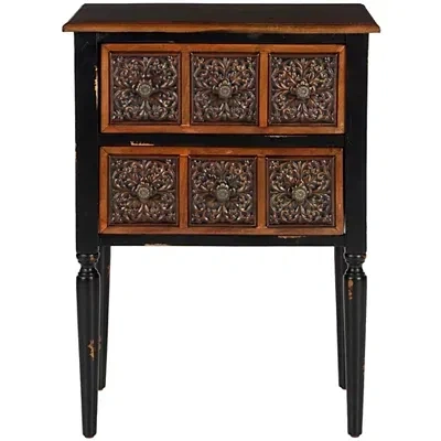 Kirkland's Distressed Wood Cindie 2-drawer Accent Table In Brown