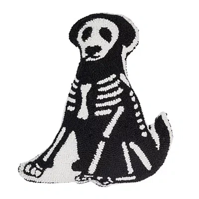 Kirkland's Dog Skeleton Shaped Hooked Pillow In Black