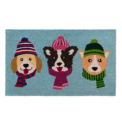 Kirkland's Dogs With Scarves And Hats Doormat In Multi