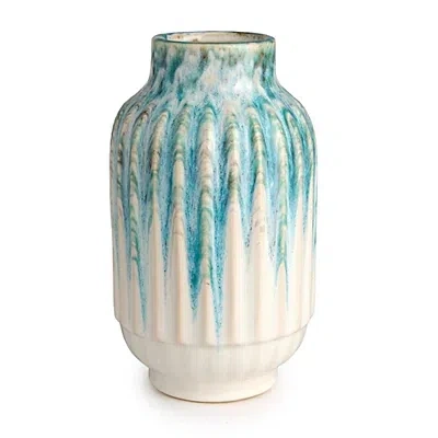 Kirkland's Drip Glaze Ribbed Ceramic Vase In Multi