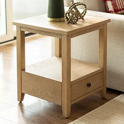 Kirkland's Duncan Natural Whitewash Wood End Table In Neutral