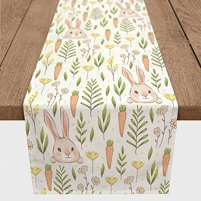 Kirkland's Easter Bunnies And Carrots Table Runner In Multi