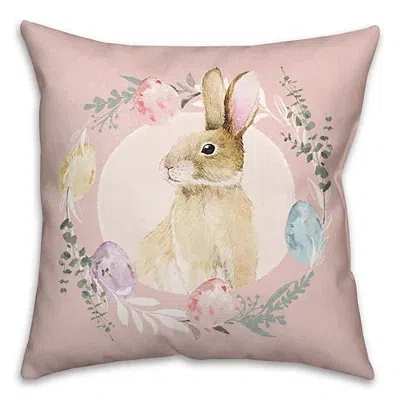 Kirkland's Easter Bunny Wreath Pillow In Pink