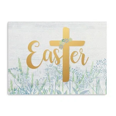 Kirkland's Easter Cross Wildflower Canvas Art Print In Blue