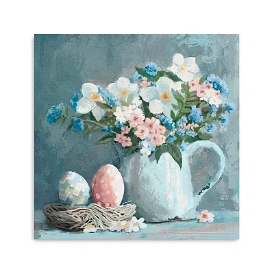 Kirkland's Easter Eggs And Floral Jug Canvas Art Print In Multi