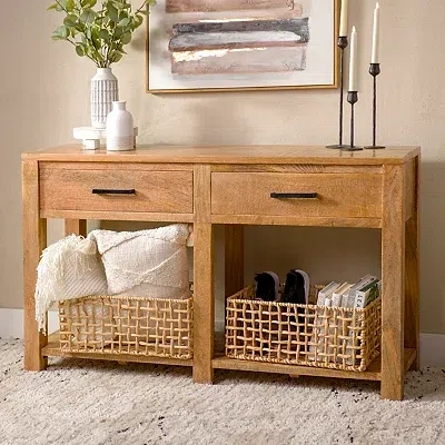 Kirkland's Easton Mango Wood Console Table In Brown