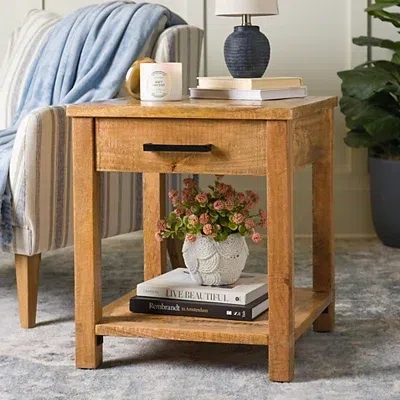 Kirkland's Easton Mango Wood Side Table In Brown