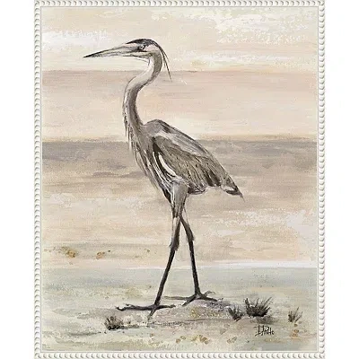 Kirkland's Elegant Egret Framed Canvas Art Print In Gray