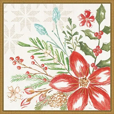 Kirkland's Elegant Poinsettia Framed Canvas Art Print In Multi