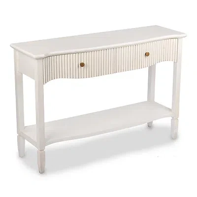 Kirkland's Elizabeth White Ribbed Drawer Console Table