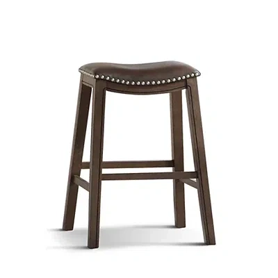 Kirkland's Ella Saddle Bar Stool With Nailhead Trim In Brown