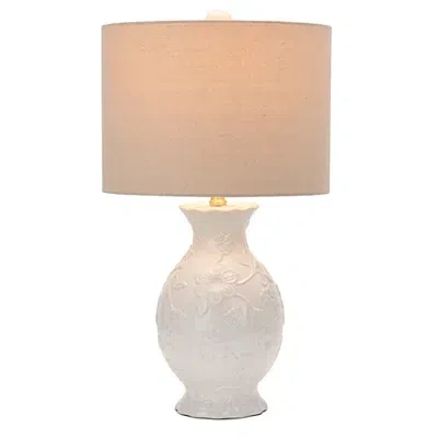 Kirkland's Embossed Floral Ceramic Table Lamp In Gray