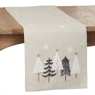Kirkland's Embroidered Christmas Trees Table Runner In Multi