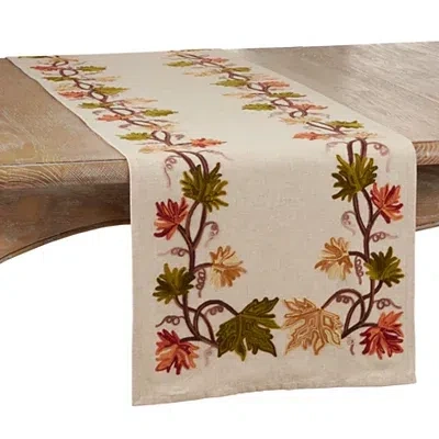 Kirkland's Embroidered Fall Leaf Border Table Runner In Multi