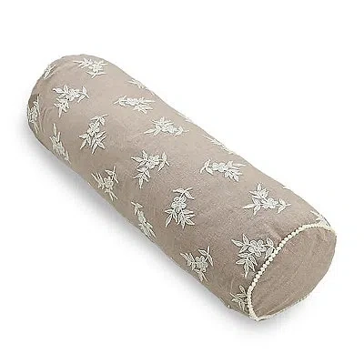 Kirkland's Embroidered Floral Bolster Pillow In Brown