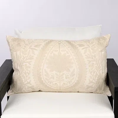 Kirkland's Embroidered Floral Outdoor Lumbar Pillow In White