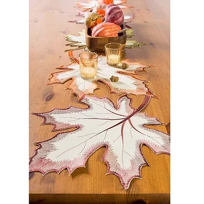 Kirkland's Embroidered Maple Leaves Table Runner In Brown