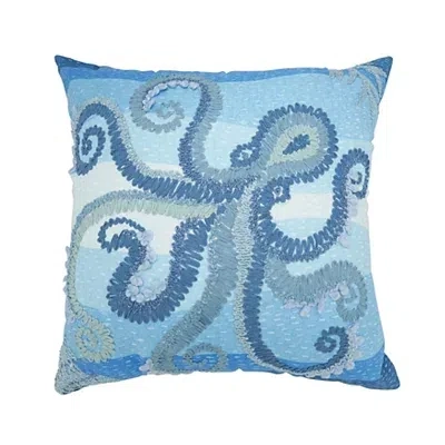 Kirkland's Embroidered Octopus Outdoor Pillow In Blue