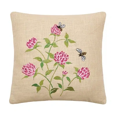 Kirkland's Embroidered Pink Clovers And Bees Pillow