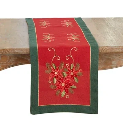 Kirkland's Embroidered Poinsettia Table Runner In Multi