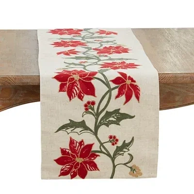 Kirkland's Embroidered Poinsettia Vine Table Runner In Multi