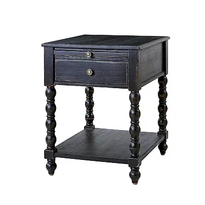 Kirkland's Erica Distressed Black Wood Spindle End Table