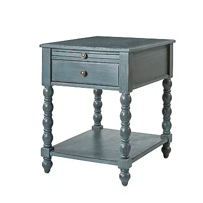 Kirkland's Erica Distressed Blue Wood Spindle End Table