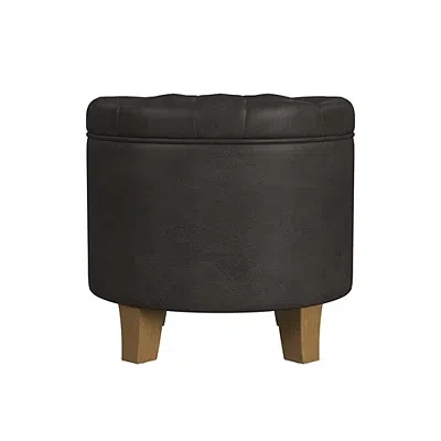 Kirkland's Espresso Faux Leather Tufted Storage Ottoman In Brown