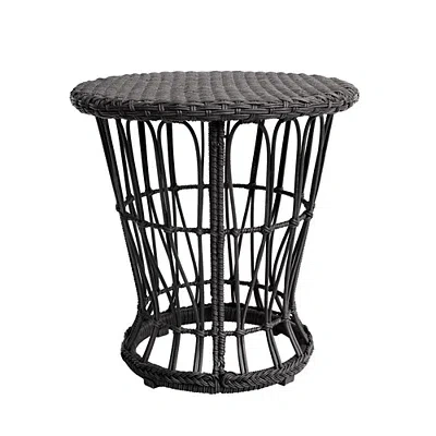 Kirkland's Espresso Resin Wicker Accent Table In Black