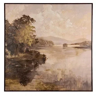 Kirkland's Evening Stroll At The Lake Framed Canvas Art Print In Multi
