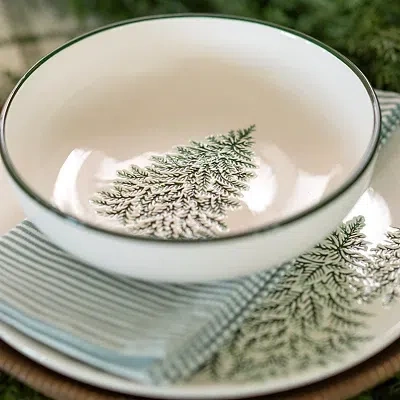 Kirkland's Evergreen Trees Embossed Dinner Bowl In Multi