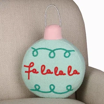 Kirkland's Fa La Ornament Shaped Pillow In Green
