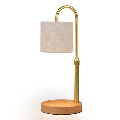 Kirkland's Fabric Shade Wood Candle Warmer Lamp In Gold