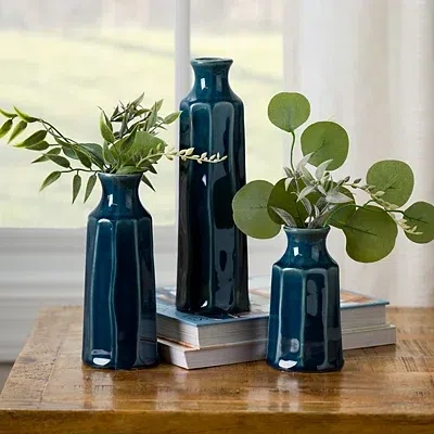 Kirkland's Faceted Ceramic Vases In Blue