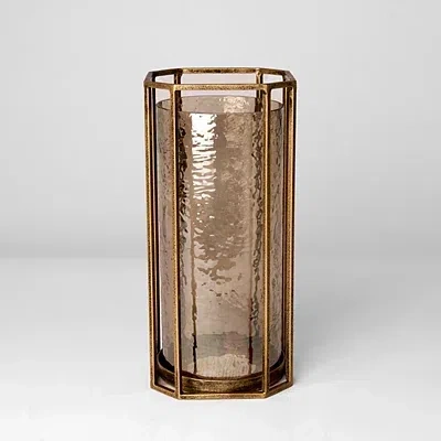 Kirkland's Faceted Glass Hurricane Lantern In Gold