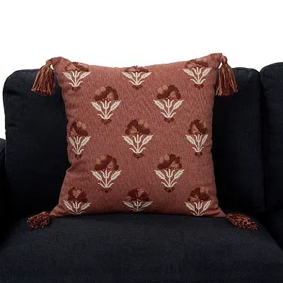Kirkland's Farah Embroidered Floral Pillow In Red