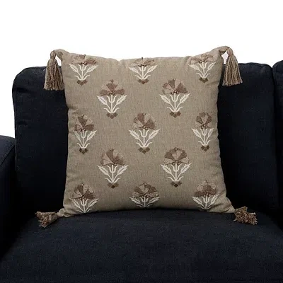 Kirkland's Farah Embroidered Floral Pillow In Gray