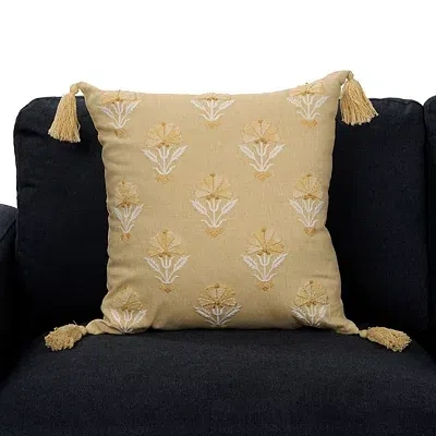 Kirkland's Farah Embroidered Floral Pillow In Yellow