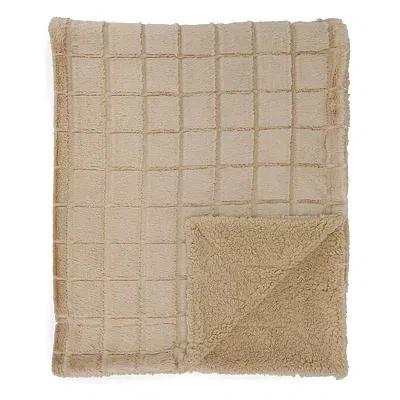 Kirkland's Faux Fur Grid Throw In Brown
