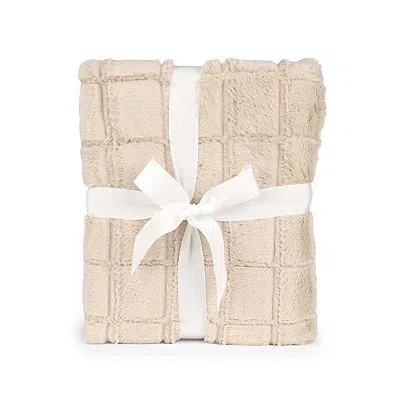 Kirkland's Faux Fur Grid Throw In White
