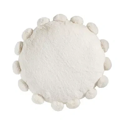 Kirkland's Faux Fur Round Pom Throw Pillow In White