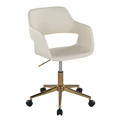 Kirkland's Faux Leather & Gold Marshall Office Chair In White